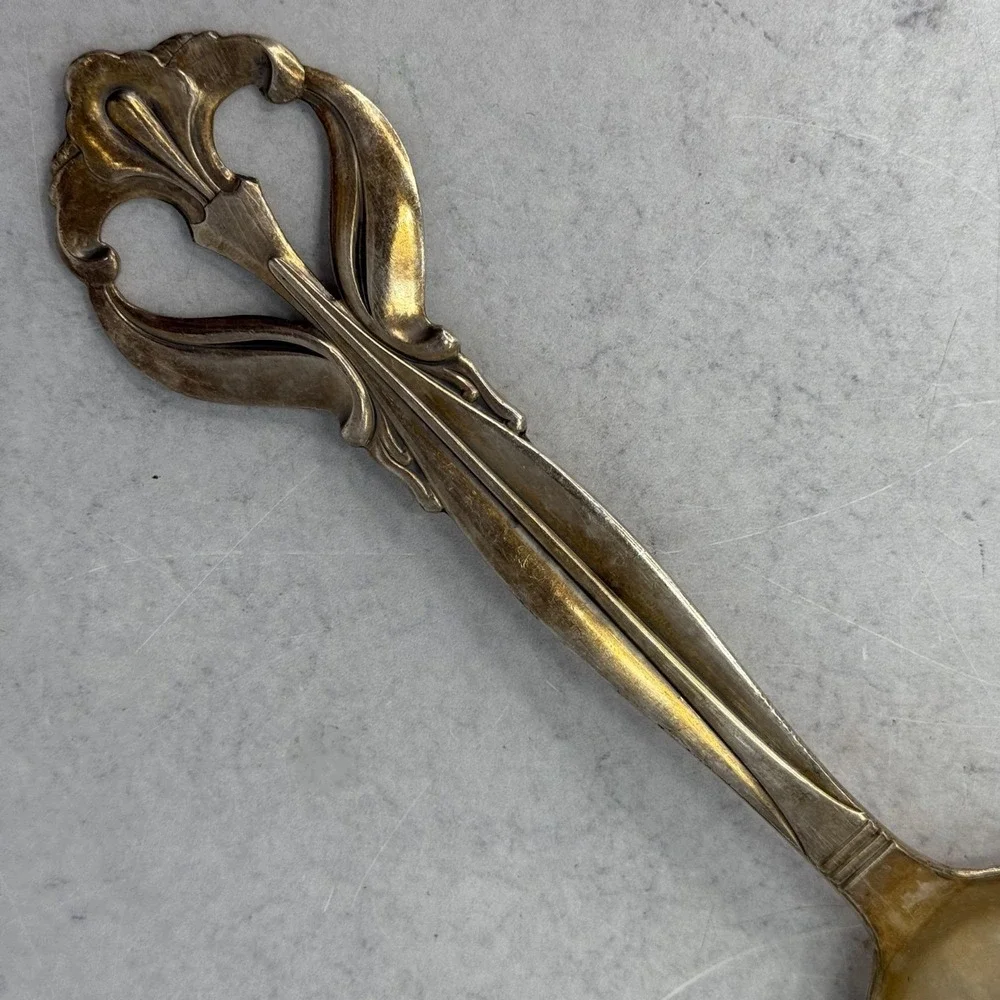 Vintage Casserole Serving Spoon Danish Frigast Benedikte Silverplate Flatware